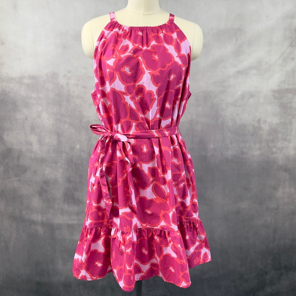 Banana Republic Floral Poplin Tier Dress Women XL Ruffle Coquette Preppy Cottage